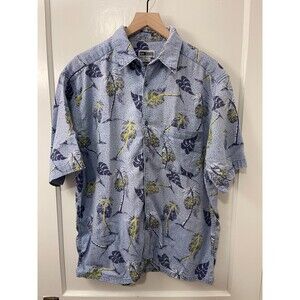 Vintage Untied Men's Short Sleeve Hawaiian Button Down Shirt Palm Floral Size L